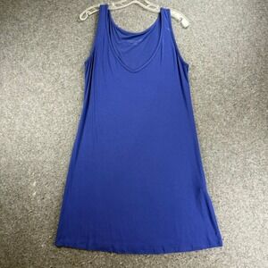 Soft Surroundings Womens Small Blue Sleeveless V Neck Knit Dress